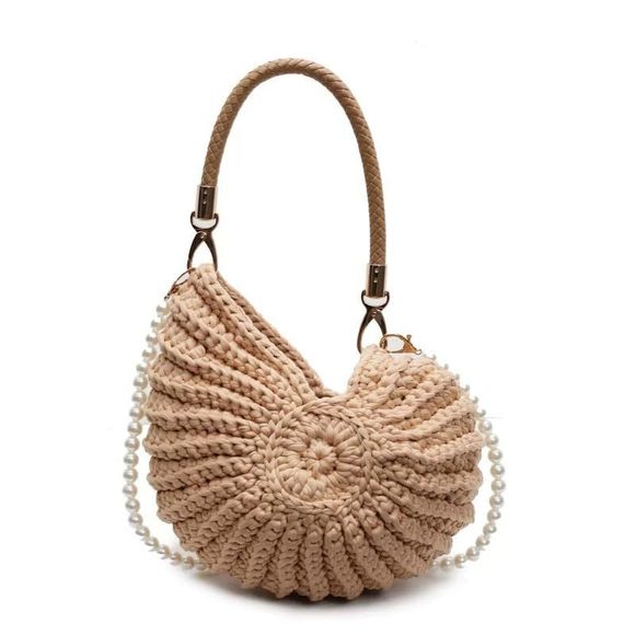 Gеnеrіс Handbags - Handwoven Fashion Seashell Bag Stylish & Unique Boho Clutch With Pearl Strap :O
